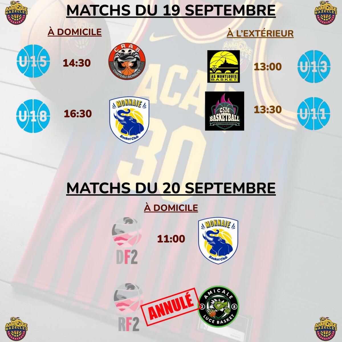Matchs du 19 & 20 Septembre