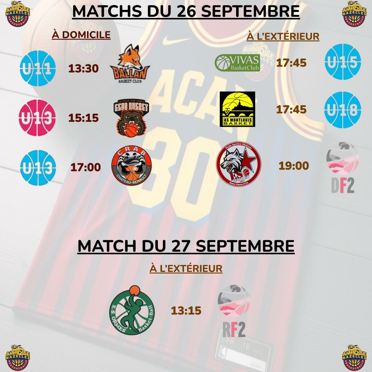 Matchs du 26 & 27 Septembre