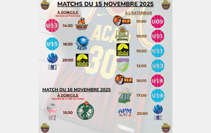 Matchs du 15 &amp; 16 Novembre 2025