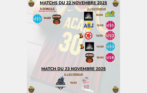 Matchs du 22 &amp; 23 Novembre 2025