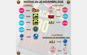 Matchs du 29 &amp; 30 Novembre 2025