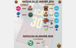 Matchs du 17 &amp; 18 Janvier 2026