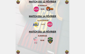 Matchs du 12, 14 &amp; 15 Février 2026