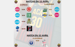Matchs du 11 &amp; 12 Avril 2026