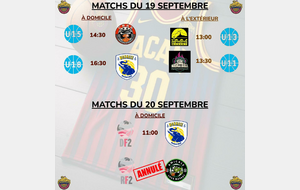 Matchs du 19 &amp; 20 Septembre