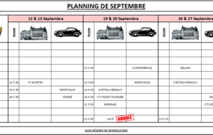 Planning du mois de Septembre