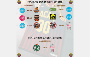 Matchs du 26 &amp; 27 Septembre