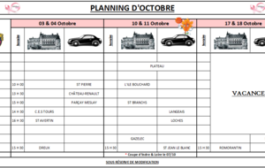 Planning du mois d'Octobre