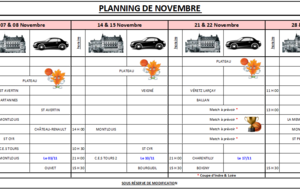 Planning du mois de Novembre