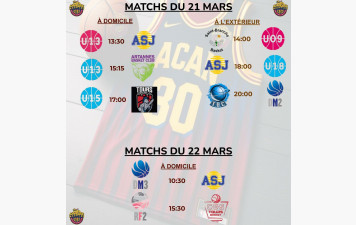 Matchs du 21 &amp; 22 Mars 2026