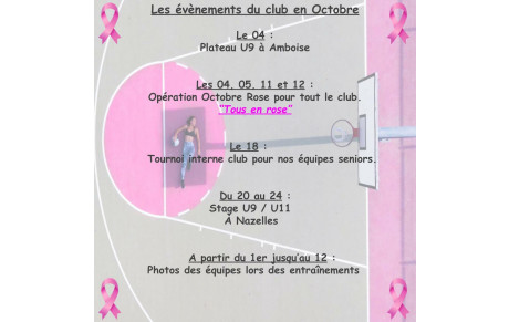 Planning du mois d'Octobre