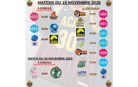 Matchs du 15 &amp; 16 Novembre 2025