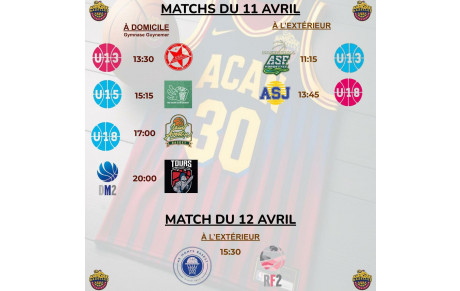 Matchs du 11 &amp; 12 Avril 2026