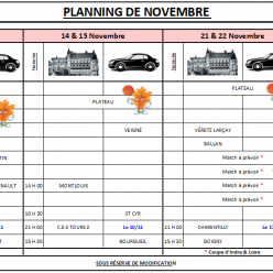Planning du mois de Novembre